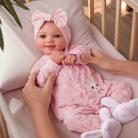 🆕17Inch Full Body Viny Newborn Baby Poseable Limbs Cute Girl with Accessories - Picture 8 of 11